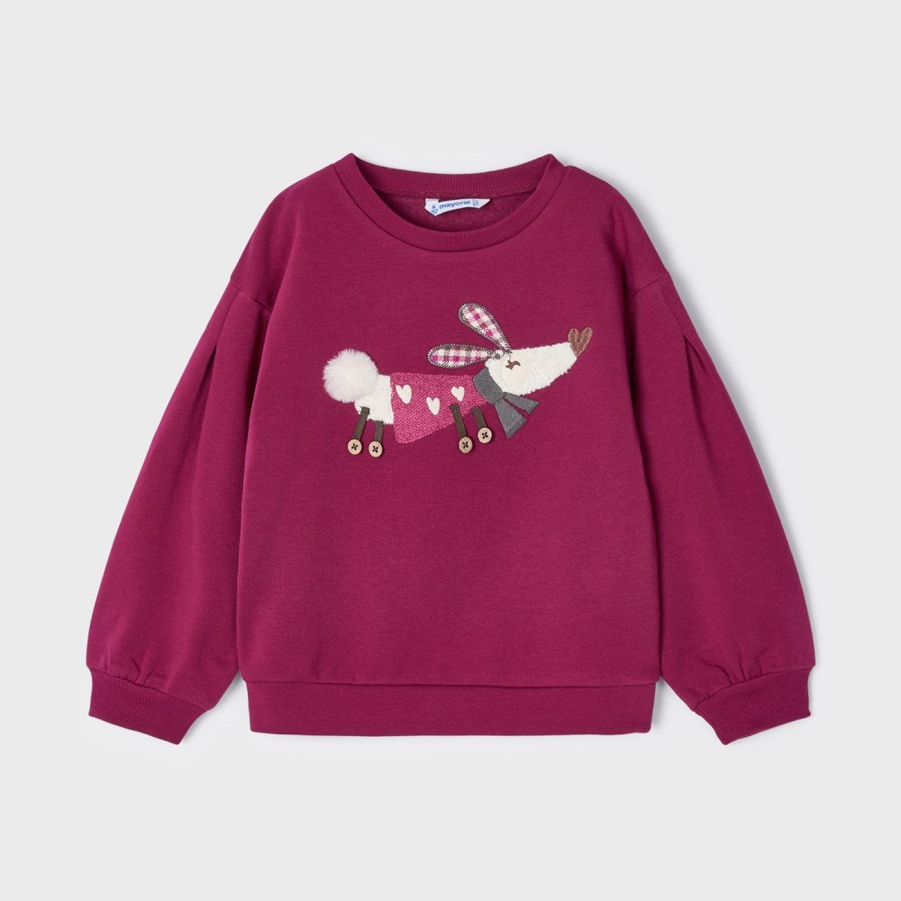 Mayoral Kışlık Kız Uzun Kol İşlemeli S-shirt Bordo
