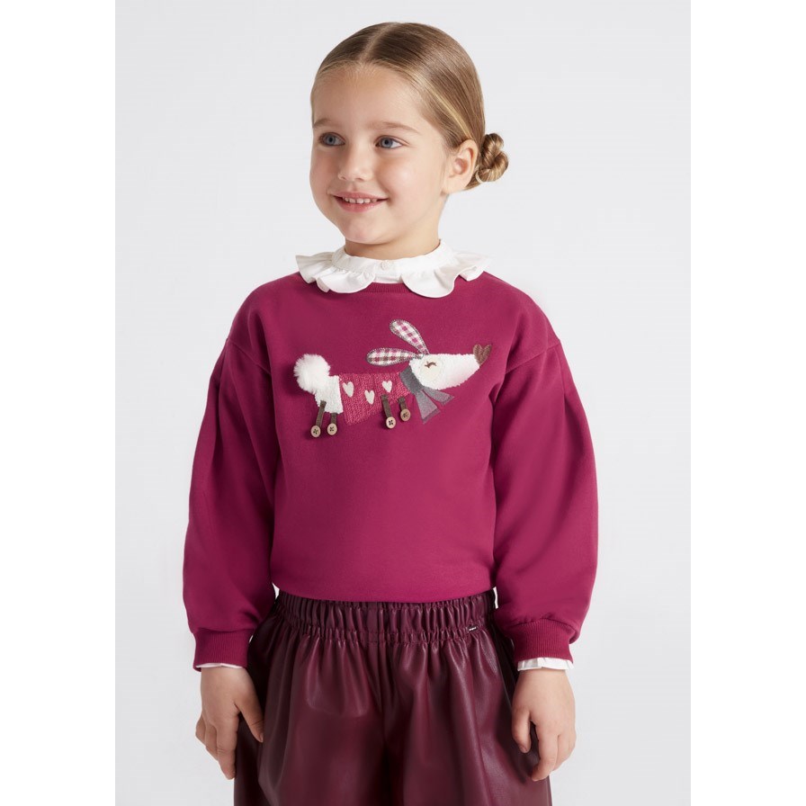 Mayoral Kışlık Kız Uzun Kol İşlemeli S-shirt Bordo