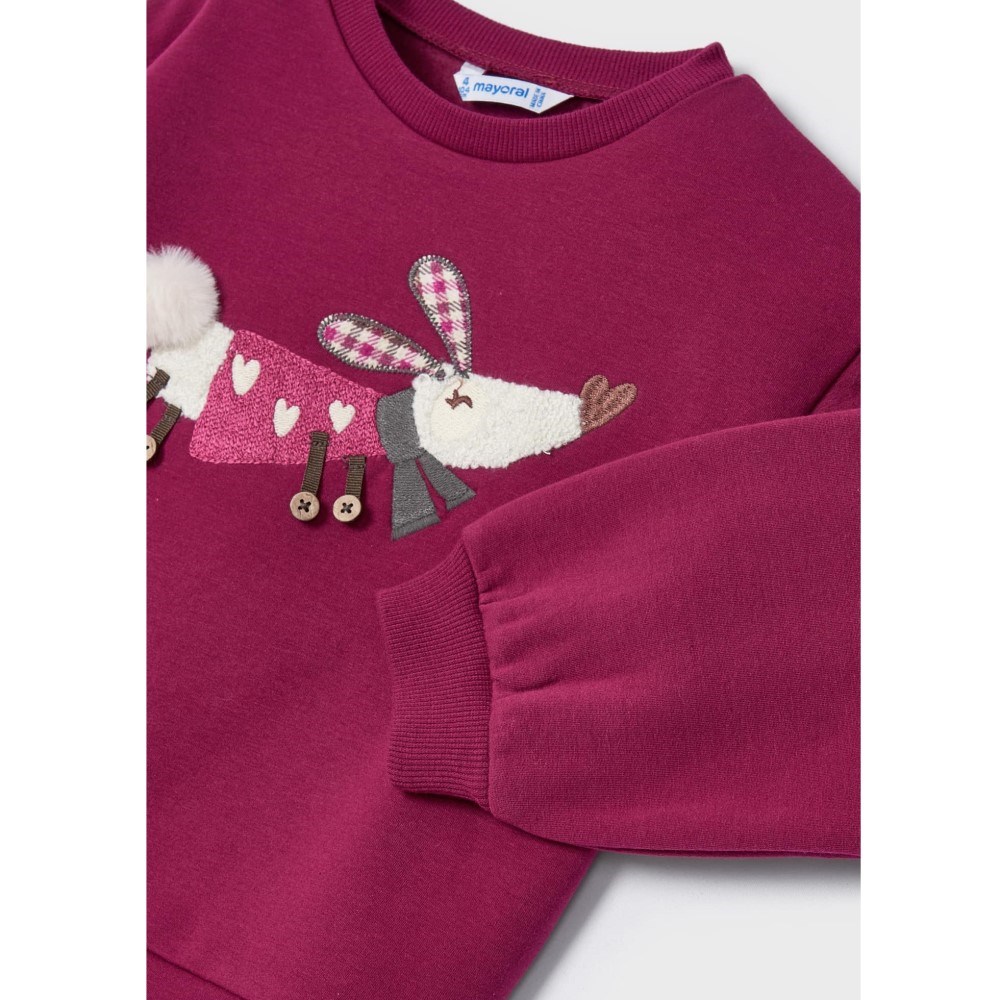Mayoral Kışlık Kız Uzun Kol İşlemeli S-shirt Bordo