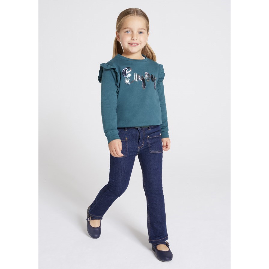 Mayoral Kışlık Kız Kemerli Denim Pantolon Mavi