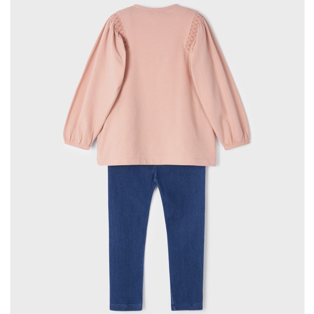 Mayoral Kışlık Kız Uzun Kol Bluz Tayt Pantolon 2'li Set Pembe