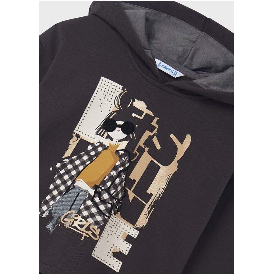 Mayoral Kışlık Kız Kapşonlu S-shirt ve Etek 2'li Set Gri