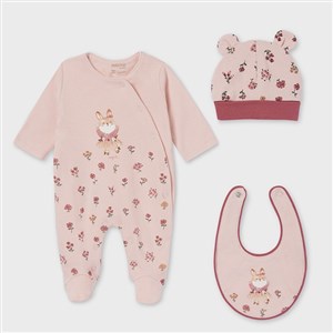 Mayoral Kışlık Kız Bebek Patikli Tulum Bere Set