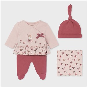 Mayoral Kışlık Kız Bebek Patikli Pantolon Bluz Bere Set