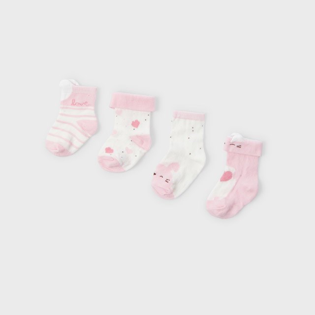 Mayoral Kışlık Kız Bebek Çorap 4'lü Set Pembe