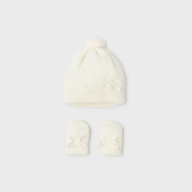 Mayoral Kışlık Kız Bebek Eldiven Bere Set Krem
