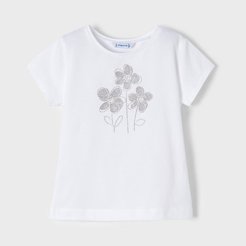Mayoral Yazlık Kız Kısa Kol T-shirt Beyaz