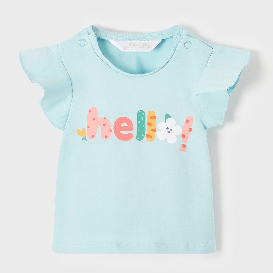 Mayoral Yazlık Kız Bebek Kısa Kol T-shirt 2'li Set Turkuaz