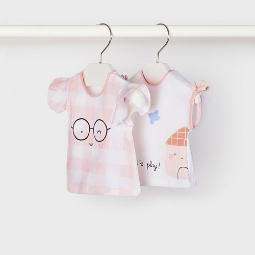 Mayoral Yazlık Kız Bebek Kısa Kol T-shirt 2'li Set Pembe