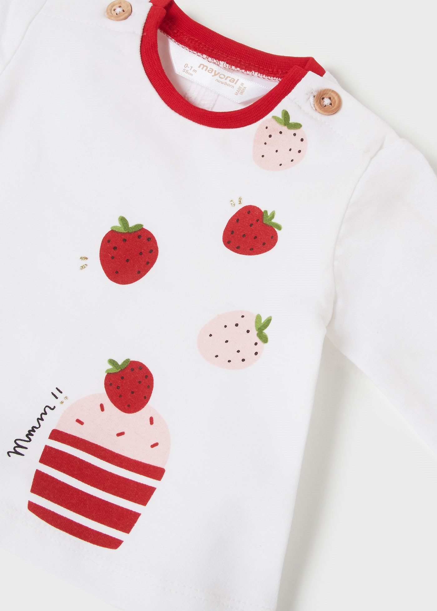 Mayoral Yazlık Kız Bebek Uzun Kol T-shirt 2'li Set Kırmızı