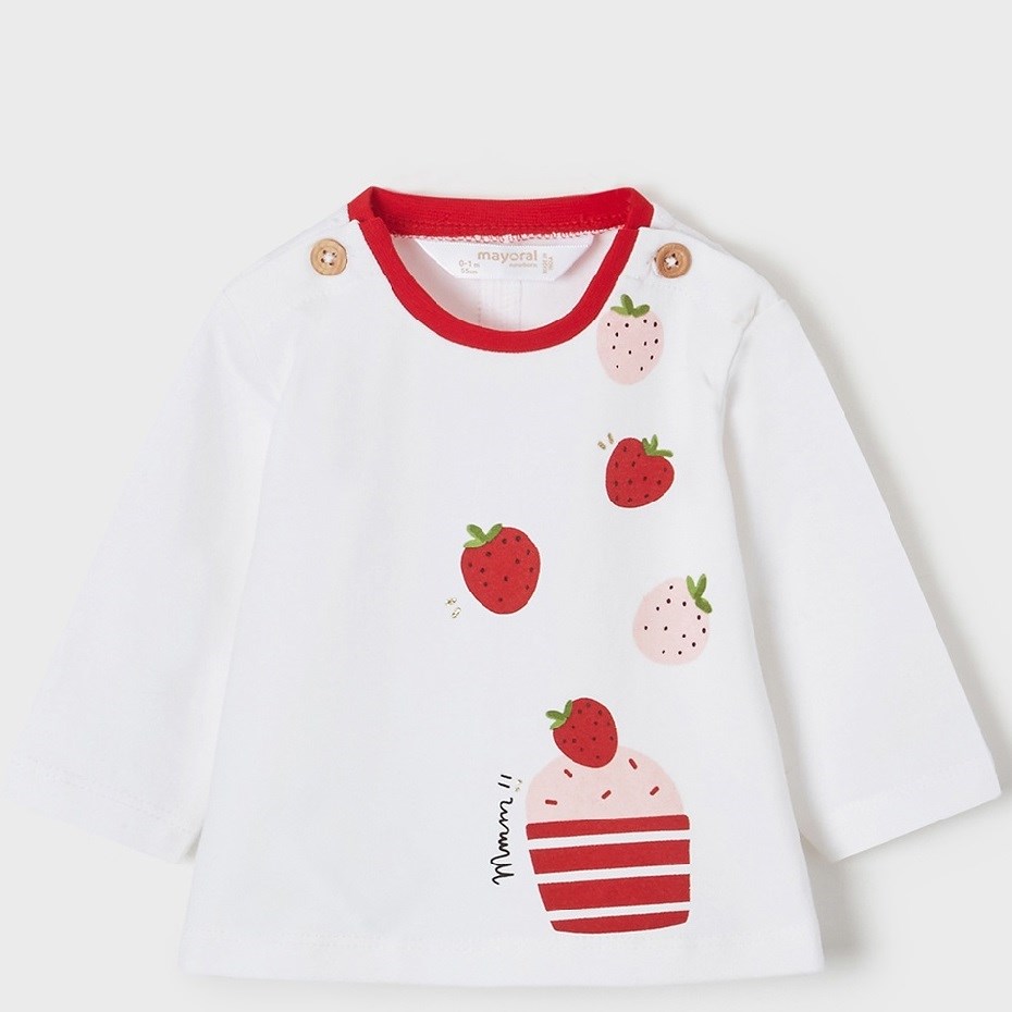 Mayoral Yazlık Kız Bebek Uzun Kol T-shirt 2'li Set Kırmızı
