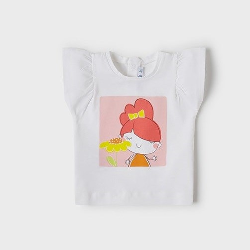 Mayoral Yazlık Kız Bebek Kısa Kol T-shirt Beyaz