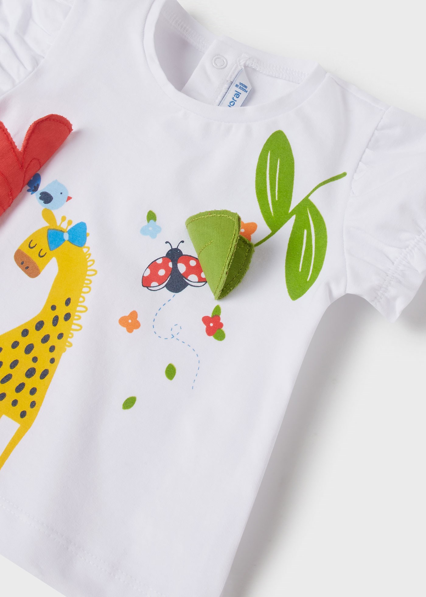 Mayoral Yazlık Kız Bebek Kısa Kol T-shirt Beyaz