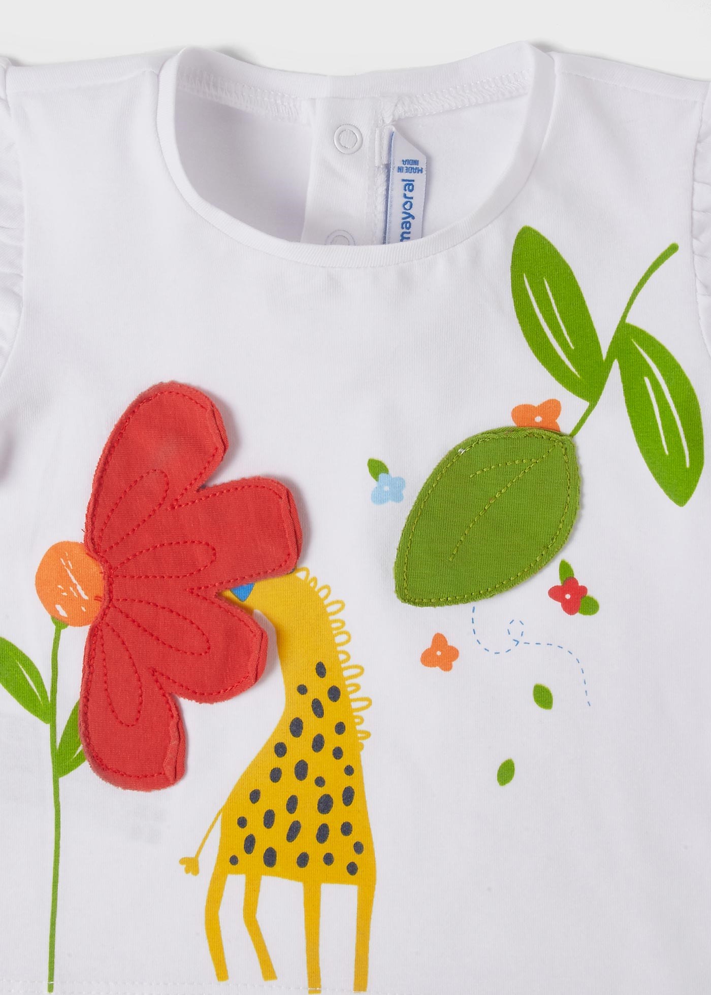 Mayoral Yazlık Kız Bebek Kısa Kol T-shirt Beyaz