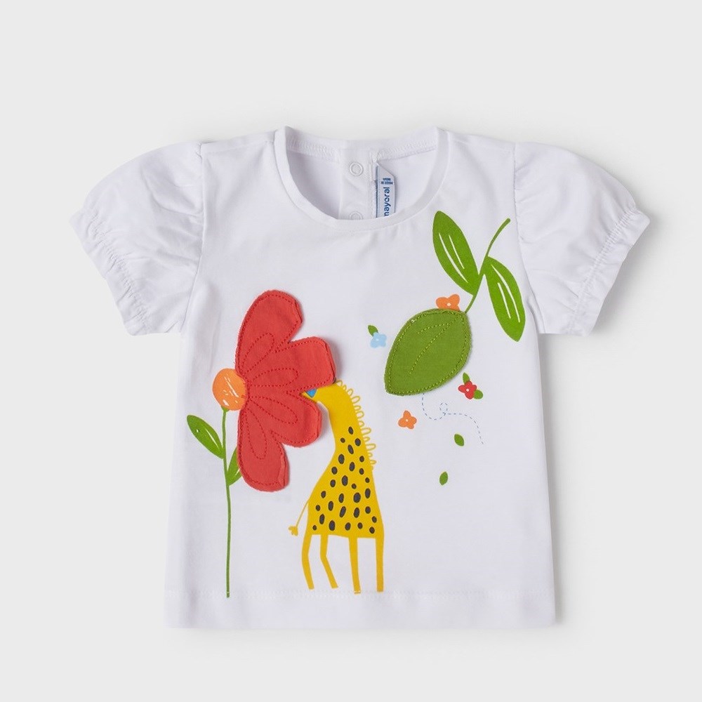 Mayoral Yazlık Kız Bebek Kısa Kol T-shirt Beyaz