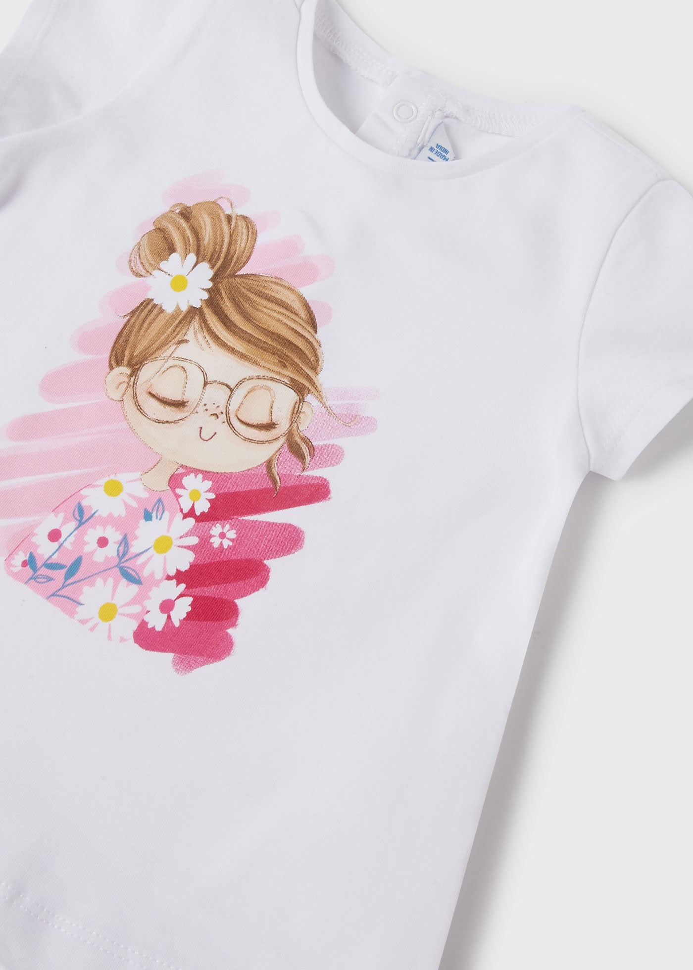 Mayoral Yazlık Kız Bebek Kısa Kol T-shirt Beyaz