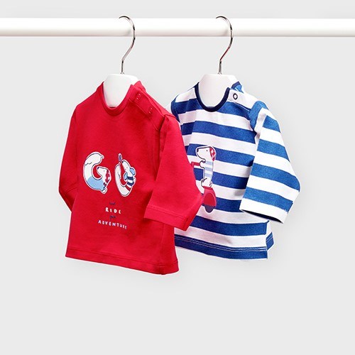 Mayoral Yazlık Erkek Bebek Uzun Kol T-shirt 2'li Set Kırmızı