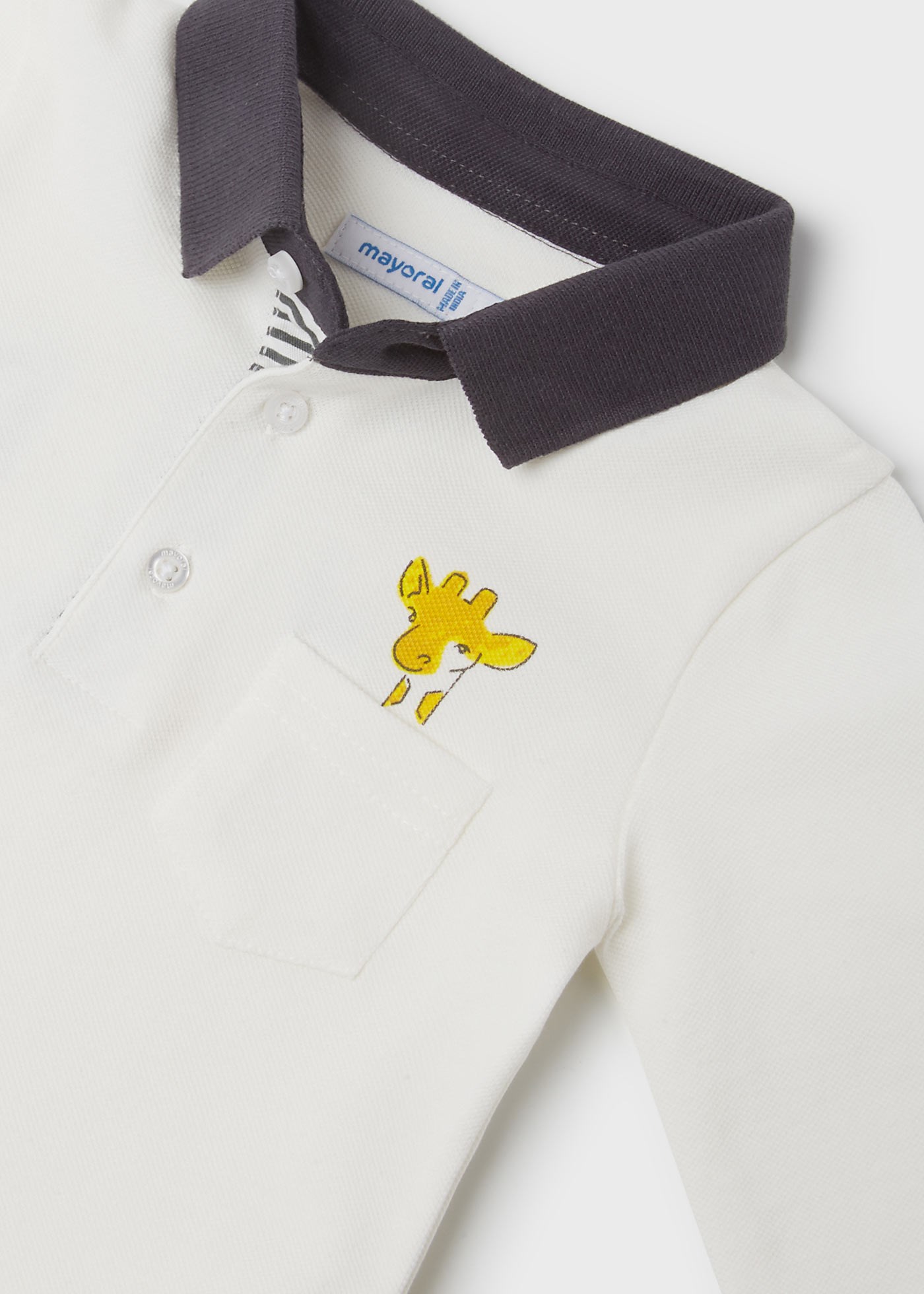 Mayoral Yazlık Erkek Bebek Uzun Kol Polo T-shirt Beyaz