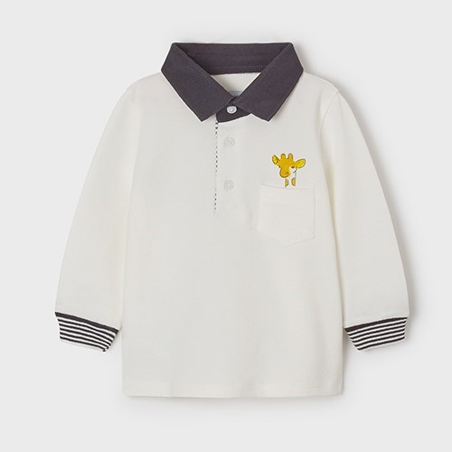Mayoral Yazlık Erkek Bebek Uzun Kol Polo T-shirt Beyaz