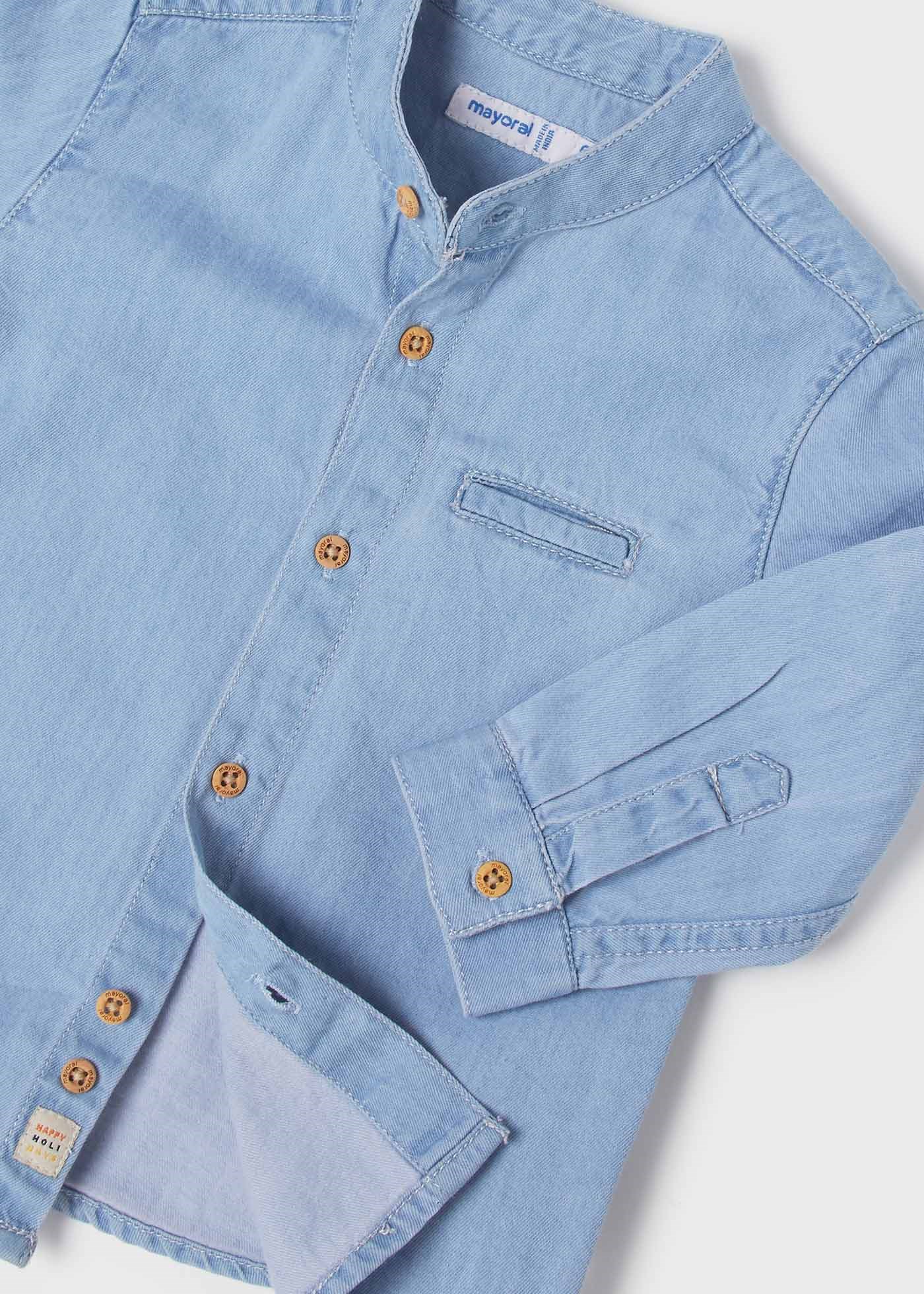 Mayoral Yazlık Erkek Bebek Uzun Kol Denim Gömlek Mavi