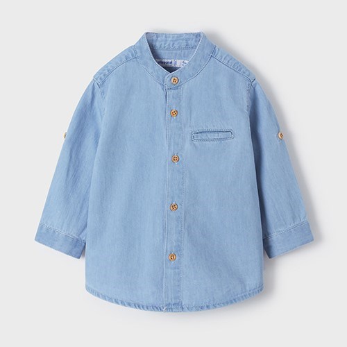 Mayoral Yazlık Erkek Bebek Uzun Kol Denim Gömlek Mavi