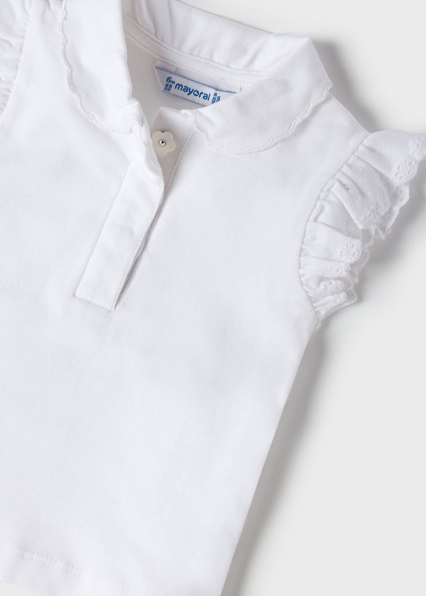 Mayoral Yazlık Kız Bebek Kısa Kol Polo Yaka T-shirt Beyaz
