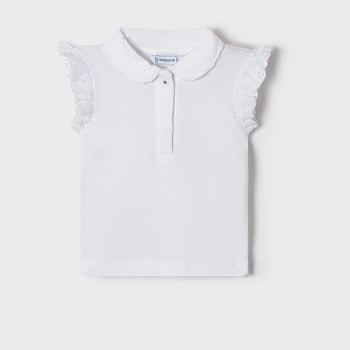 Mayoral Yazlık Kız Bebek Kısa Kol Polo Yaka T-shirt Beyaz