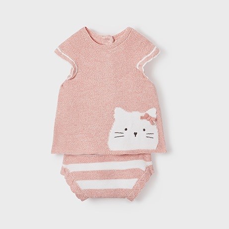 Mayoral Yazlık Kız Bebek Örme Bluz Şort 2'li Set Pembe
