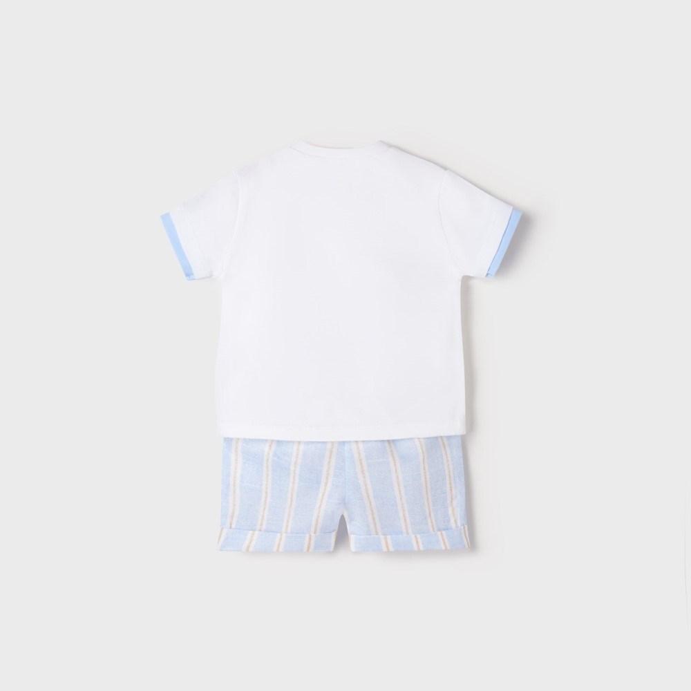 Mayoral Yazlık Erkek Bebek Bluz Şort Set Beyaz