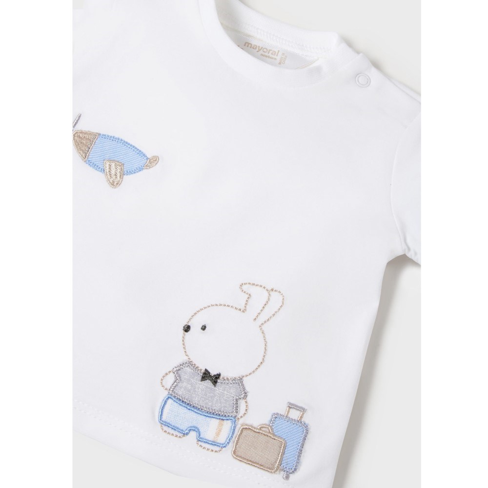 Mayoral Yazlık Erkek Bebek Bluz Şort Set Beyaz
