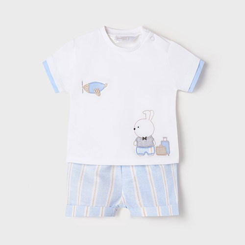 Mayoral Yazlık Erkek Bebek Bluz Şort Set Beyaz
