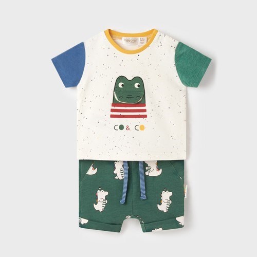 Mayoral Yazlık Erkek Bebek Kısa Kol T-shirt Şort Set Yeşil