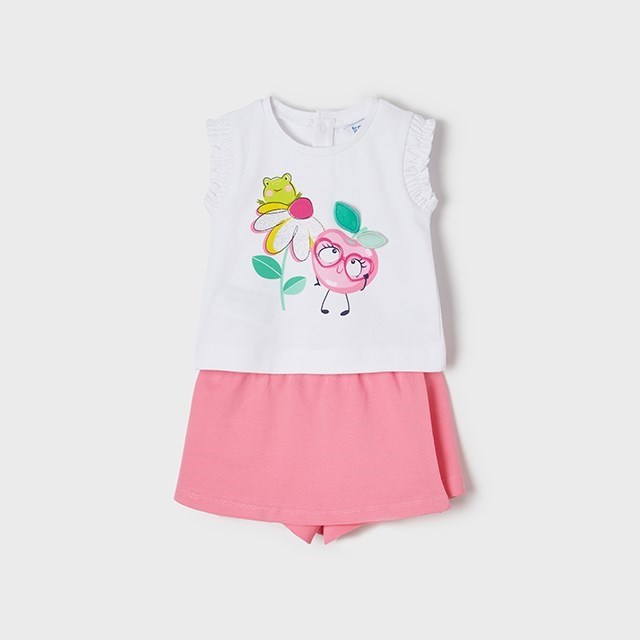 Mayoral Yazlık Kız Bebek Bluz Şort 2'li Set Pembe