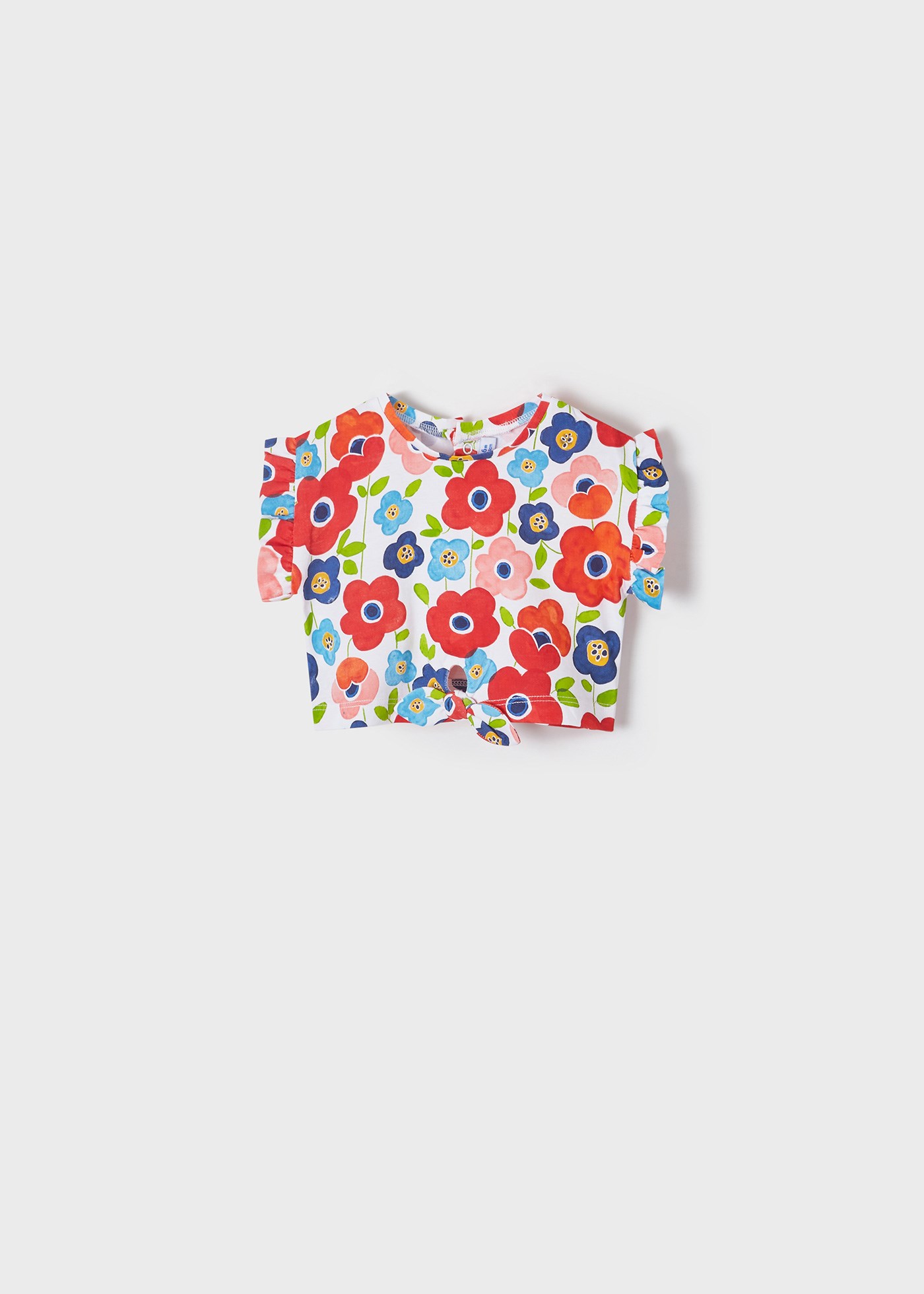 Mayoral Yazlık Kız Bebek Askılı Bluz T-shirt Şort 3'lü Set Kırmızı