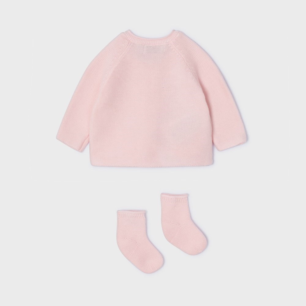 Mayoral Yazlık Kız Bebek Örme Hırka Ceket Çorap 2'li Set Pembe