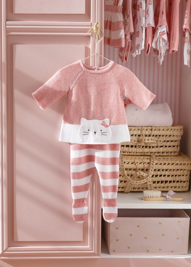 Mayoral Yazlık Kız Bebek Örme Bluz Patikli Pantolon Set Pembe