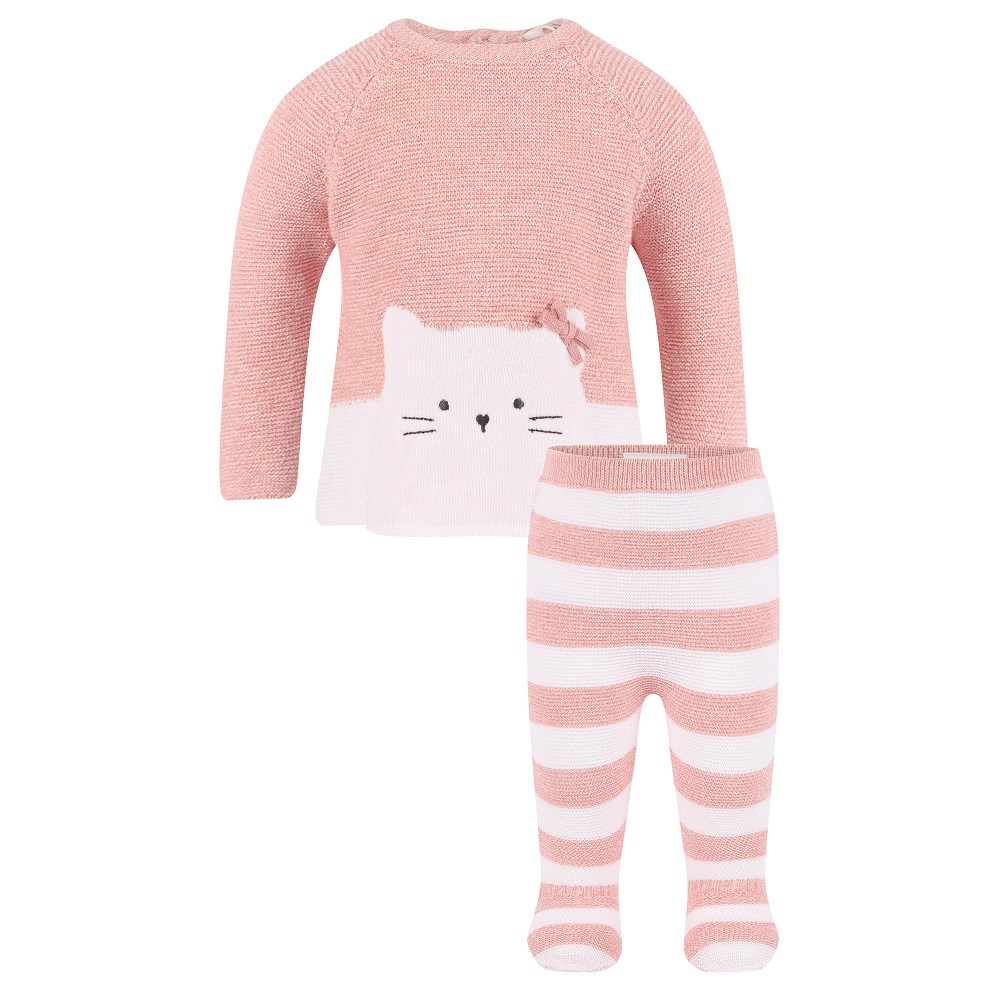 Mayoral Yazlık Kız Bebek Örme Bluz Patikli Pantolon Set Pembe