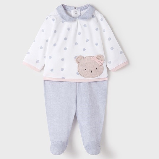 Mayoral Yazlık Kız Bebek Bluz Patikli Pantolon Set Gri