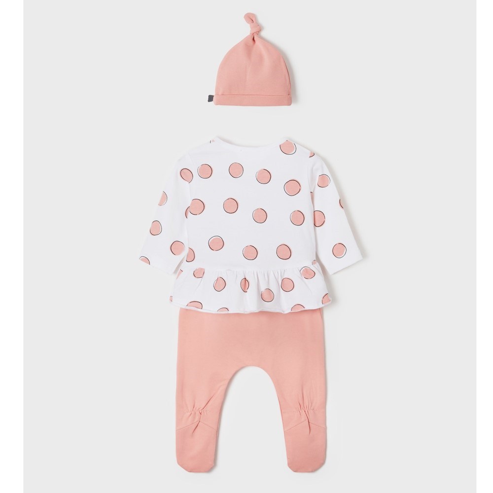 Mayoral Yazlık Kız Bebek Bluz Patikli Pantolon Şapka Set Pembe