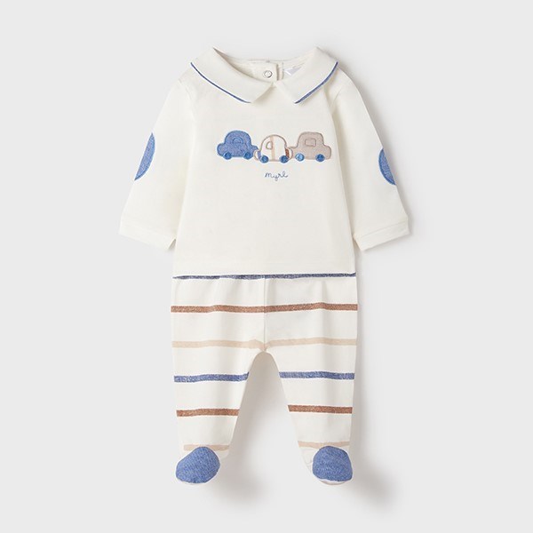 Mayoral Yazlık Erkek Bebek Bluz Patikli Pantolon Set Beyaz