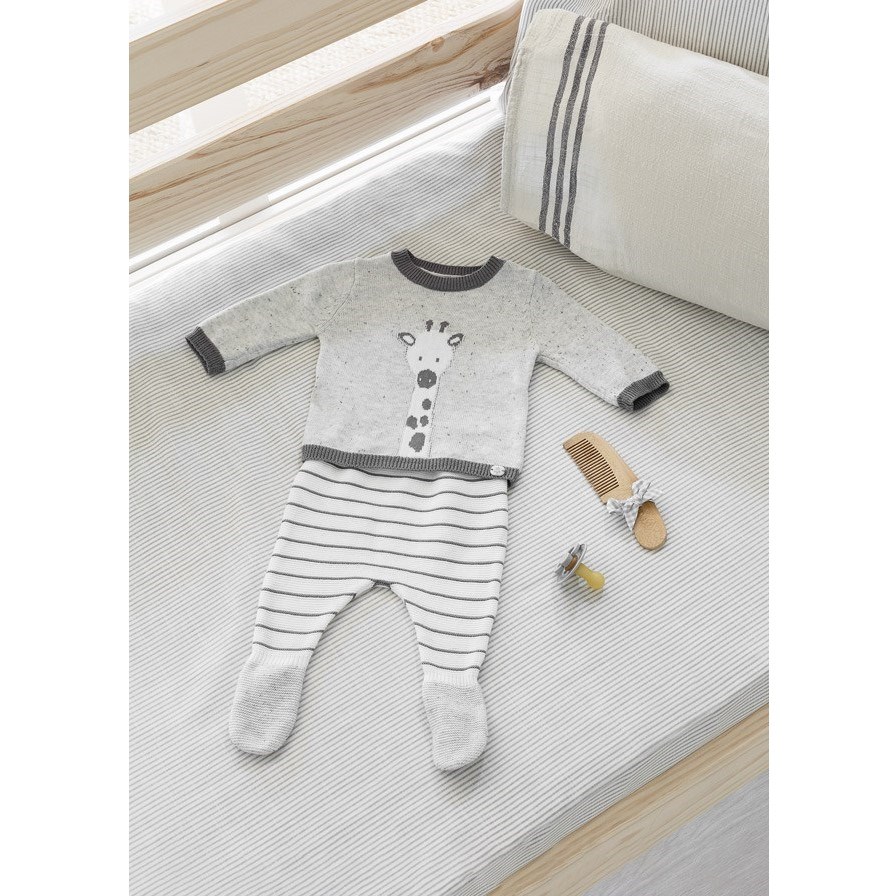 Mayoral Yazlık Erkek Bebek Örme Bluz Patikli Pantolon Set Gri
