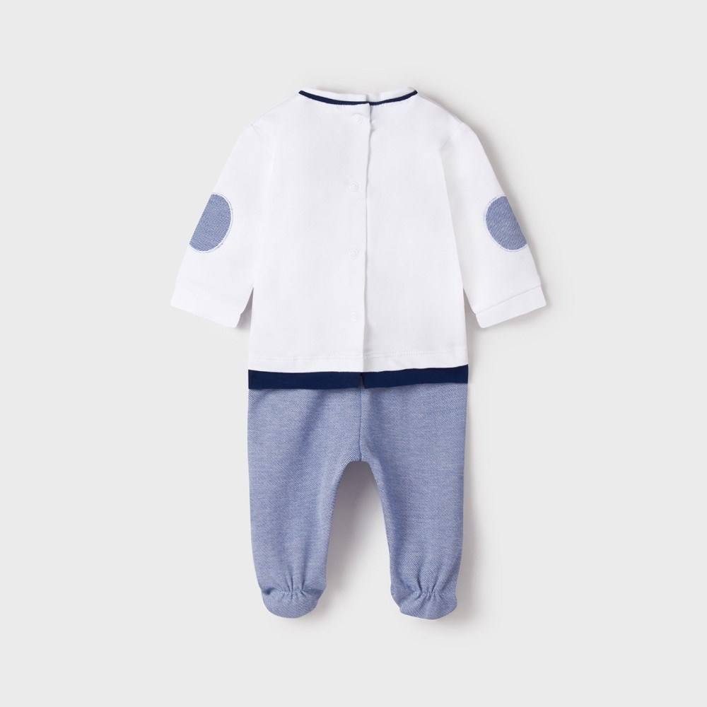 Mayoral Yazlık Erkek Bebek Bluz Patikli Pantolon Set Beyaz