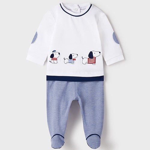 Mayoral Yazlık Erkek Bebek Bluz Patikli Pantolon Set Beyaz