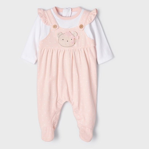 Mayoral Yazlık Kız Bebek Uzun Tulum 2'li Set Pembe