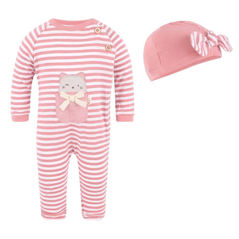 Mayoral Yazlık Kız Bebek Tulum Şapka Set Pembe