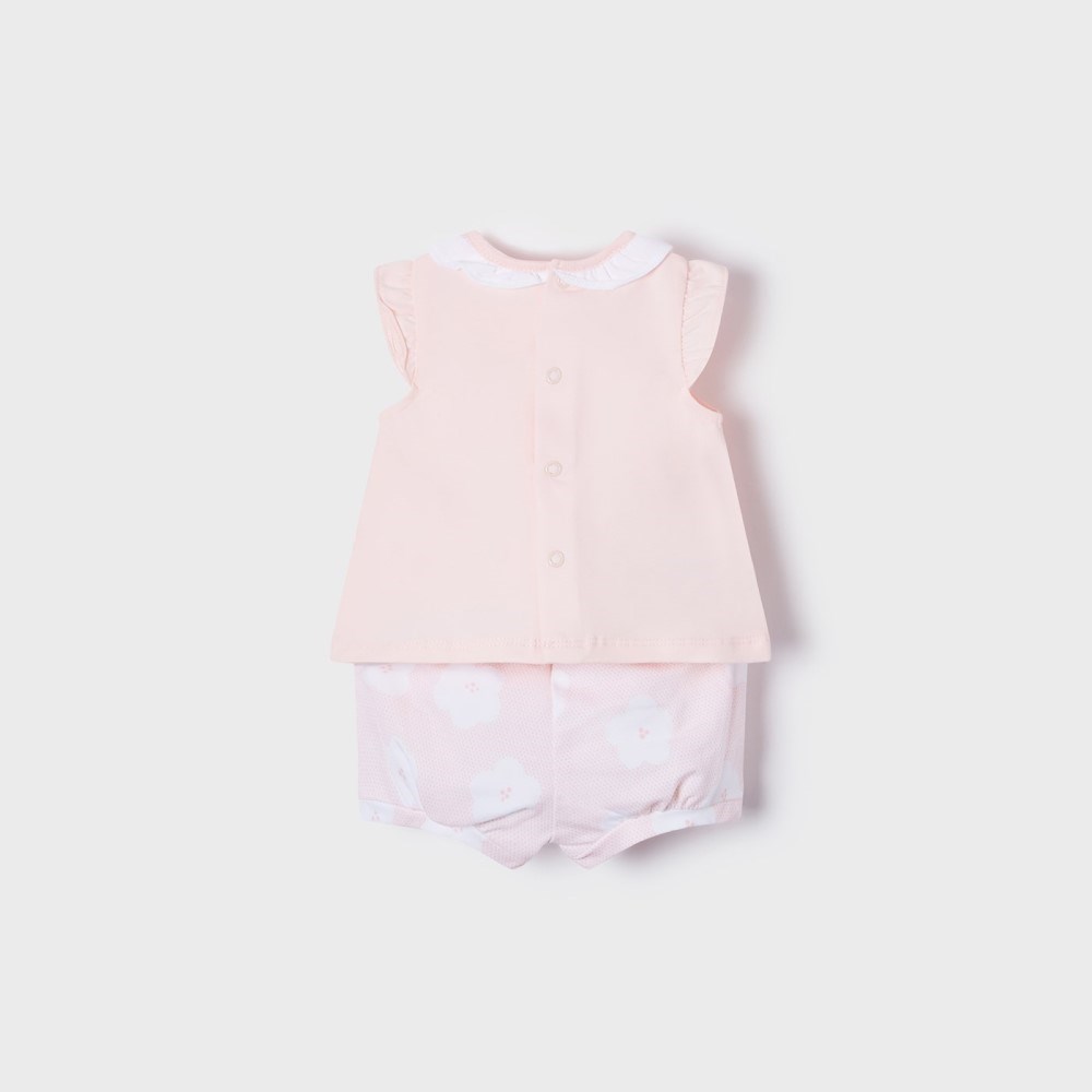 Mayoral Yazlık Kız Bebek T-shirt Şort 4'lü Set Pembe