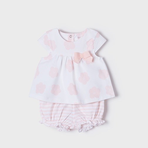 Mayoral Yazlık Kız Bebek T-shirt Şort 4'lü Set Pembe