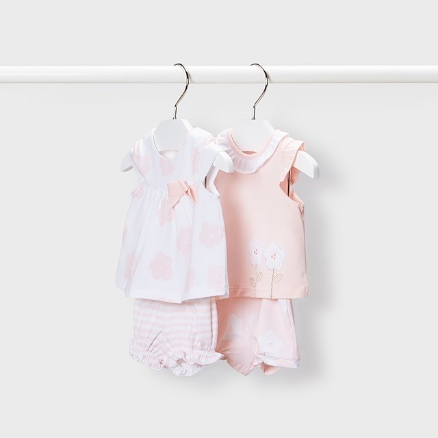 Mayoral Yazlık Kız Bebek T-shirt Şort 4'lü Set Pembe