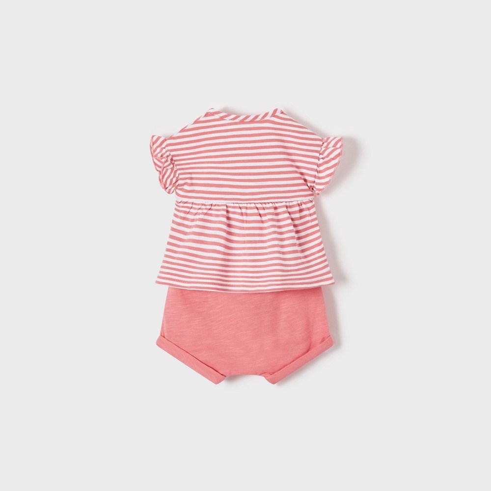 Mayoral Yazlık Kız Bebek Kısa Tulum Şapka Set Pembe
