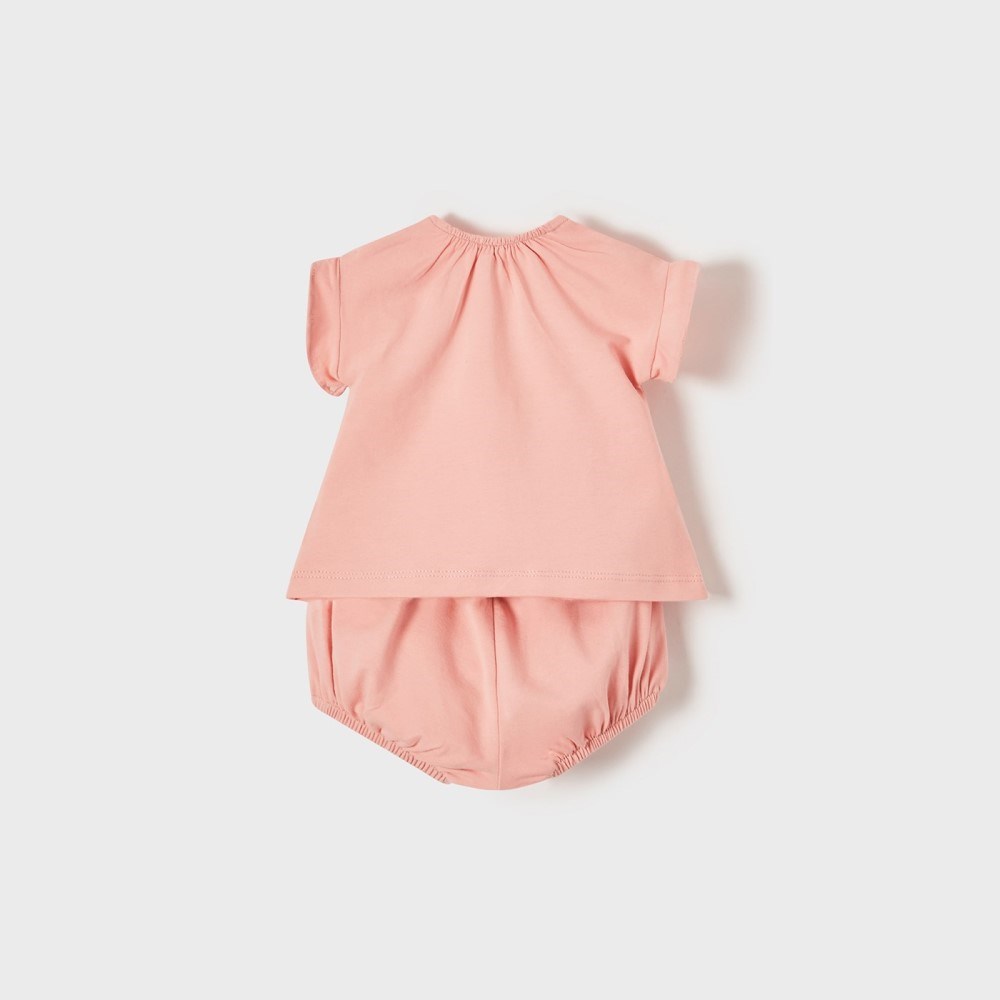 Mayoral Yazlık Kız Bebek T-shirt Şort 4'lü Set Pembe